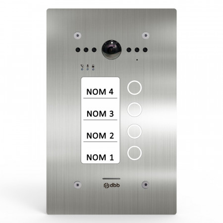 Platine VIDEA inox encastrable 4 boutons d'appel